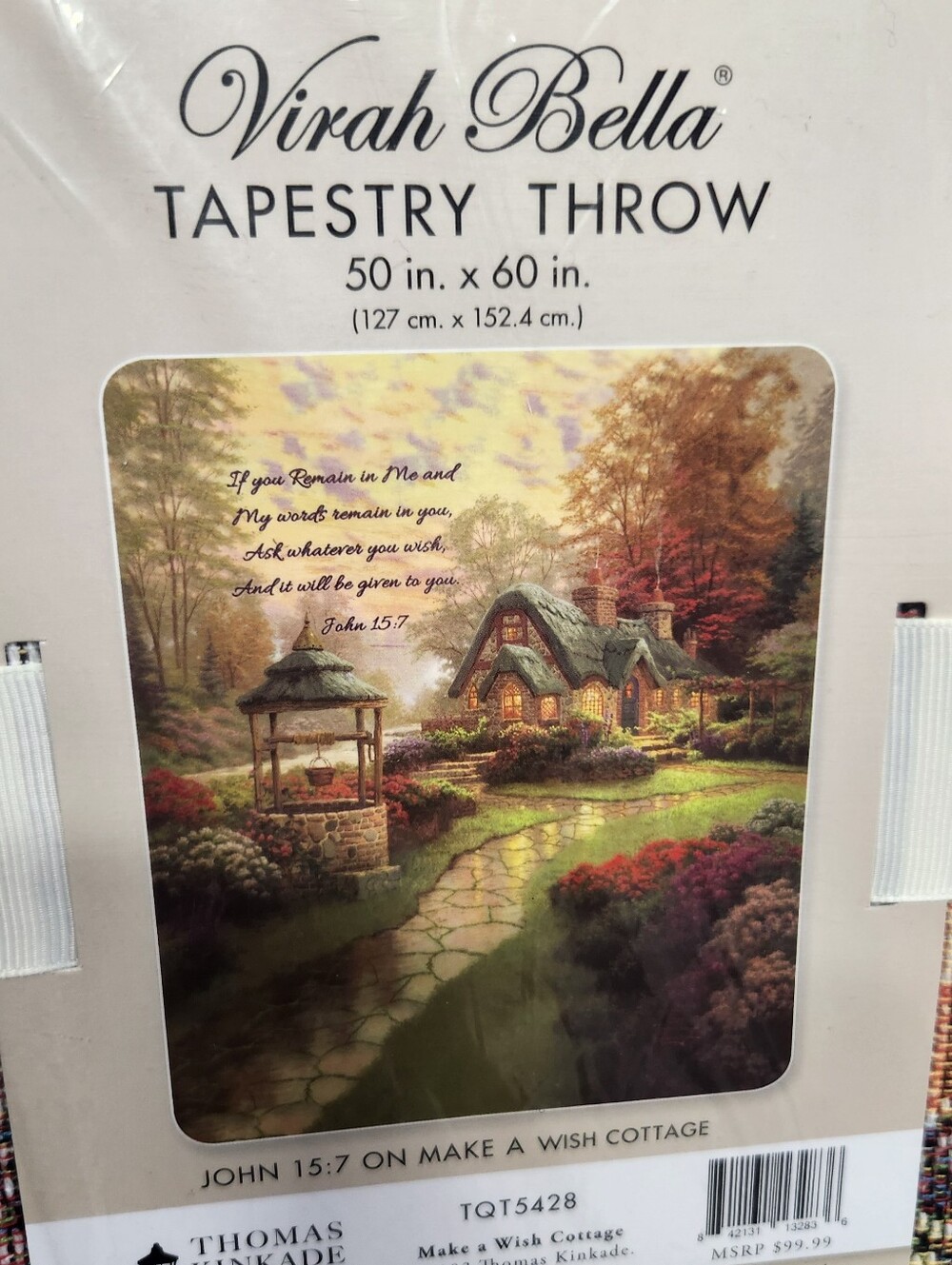Virah Bella Inspirational Tapestry Throw Make a Wish Cottage Thomas Kinkade New